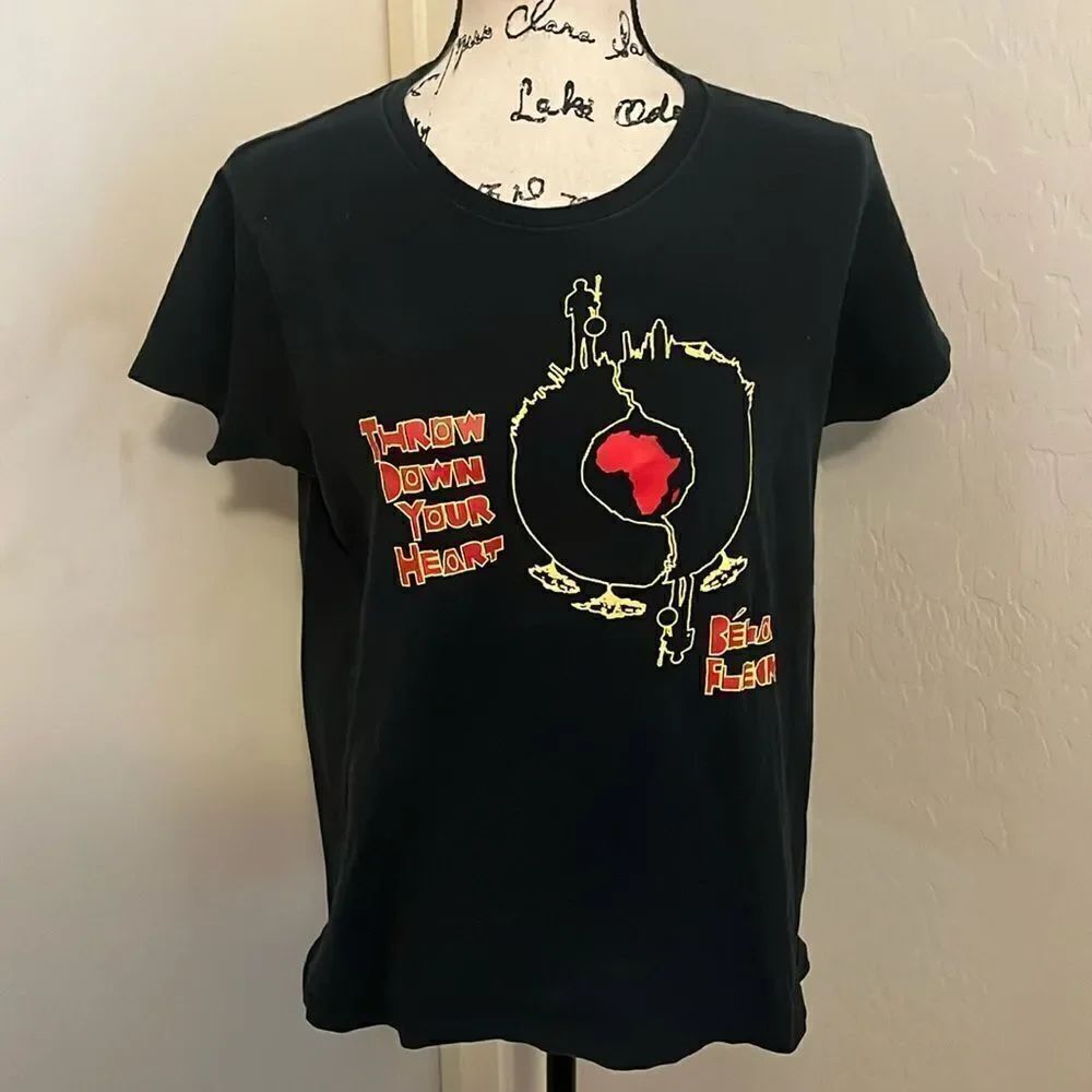 Y2K Bela Fleck Thrown Down Your Heart Black Graphic Shirt